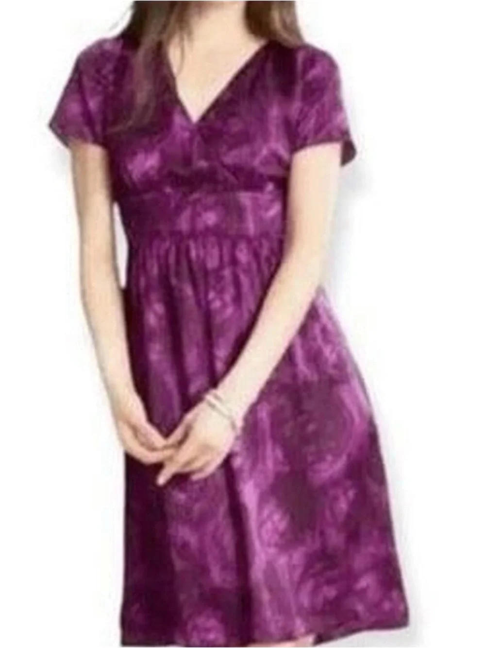 Banana Republic Plum V-Neck Short Sleeve Dress